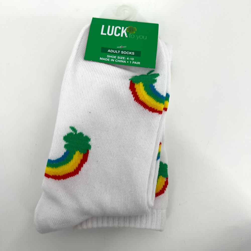 St. Patrick's Day St. Paddy's Day Shamrock Rainbow Knee Socks Adult Size 4-10